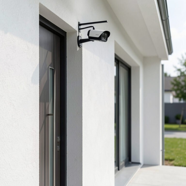 best outdoor home security camera mounted above front door of house
