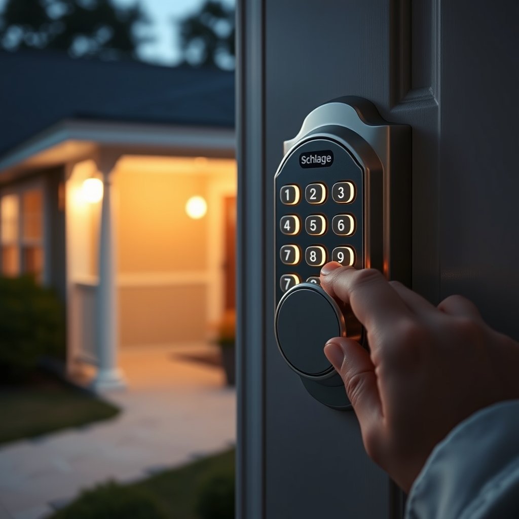 electronic deadbolt in action